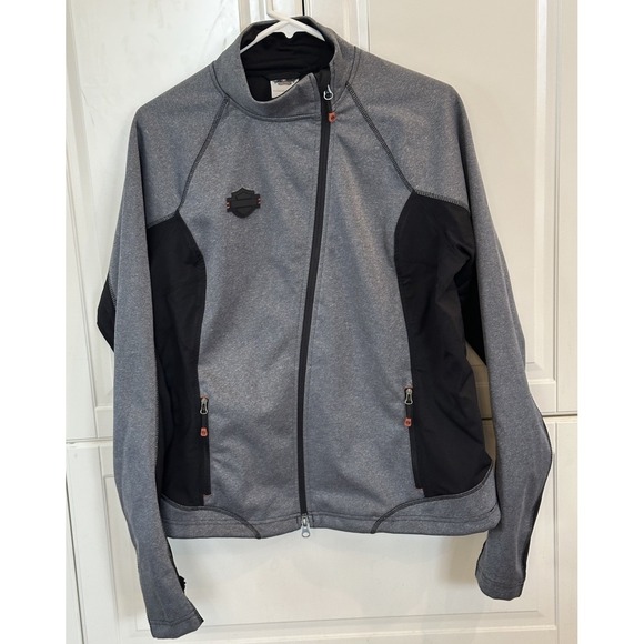 Harley Davidson Jacket Womens L Gray Mid Layer Soft Shell Full Zip Motorcycle - Picture 2 of 7